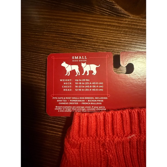 WonderShop At Target Red Cable Knit Pet Sweater Small Dog Cat Apparel - Picture 2 of 2